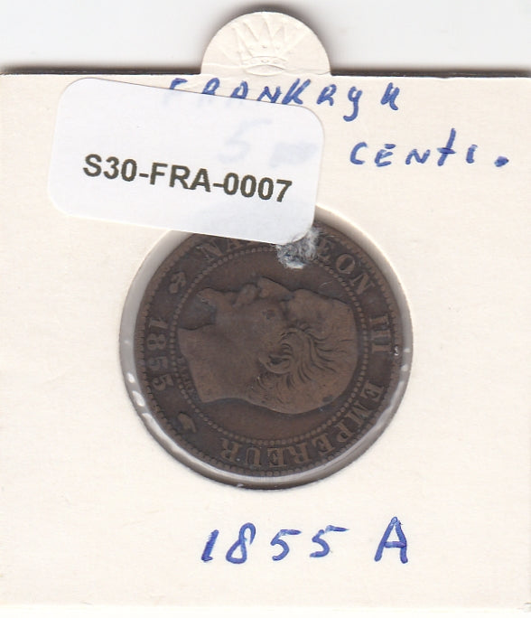 S30-FRA-0007 Frankrijk 5 Centimes  FI/VF 1855 KM777 A
