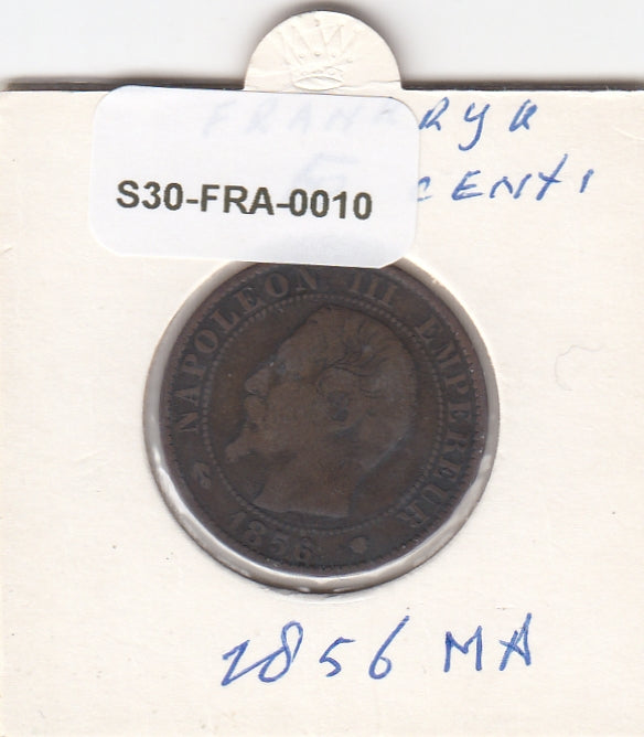 S30-FRA-0010 Frankrijk 5 Centimes  FI/VF 1856 KM777 MA