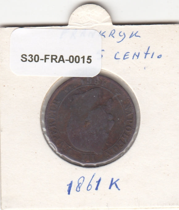 S30-FRA-0015 Frankrijk 5 Centimes  FI/VF 1861 KM797 K