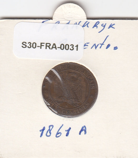 S30-FRA-0031 Frankrijk 2 Centimes  VF+ 1861 KM796 A