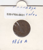 S30-FRA-0031 Frankrijk 2 Centimes  VF+ 1861 KM796 A
