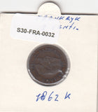 S30-FRA-0032 Frankrijk 2 Centimes  VF+ 1862 KM796 K