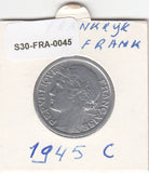 S30-FRA-0045 France 2 Francs VF 1945 KM886a C