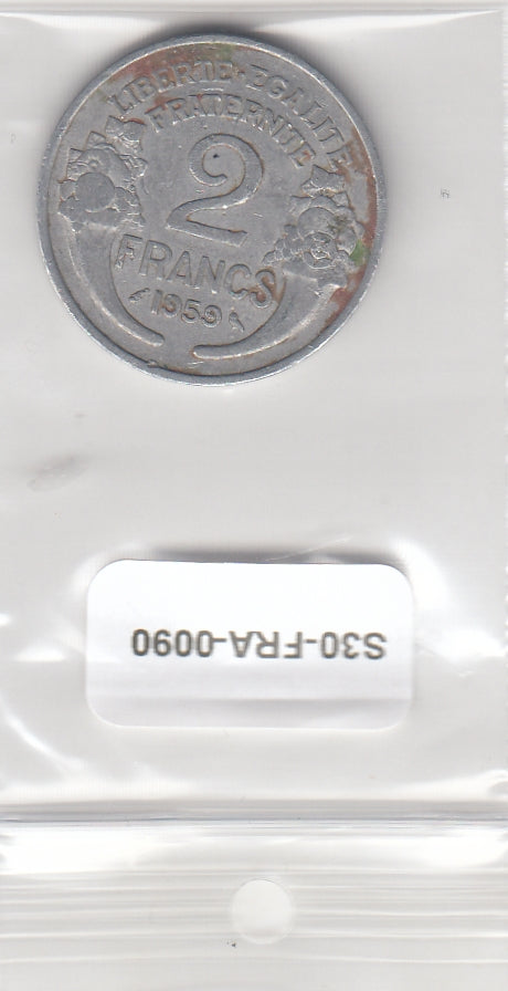 S30-FRA-0090 Frankrijk 2 Francs ZG 1959 KM886a