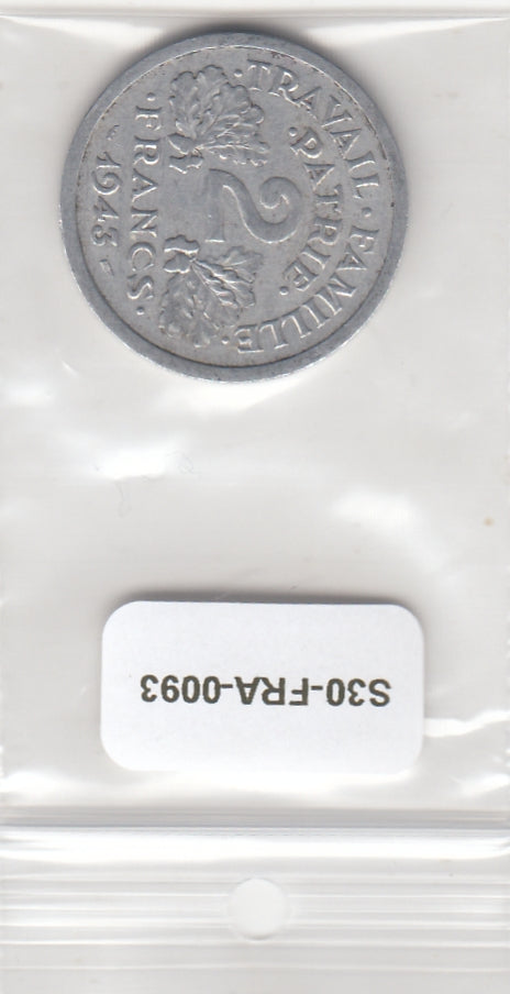 S30-FRA-0093 Frankrijk 2 Francs XF 1943 KM886a