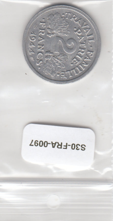 S30-FRA-0097 France 2 Francs VF 1944 KM886a