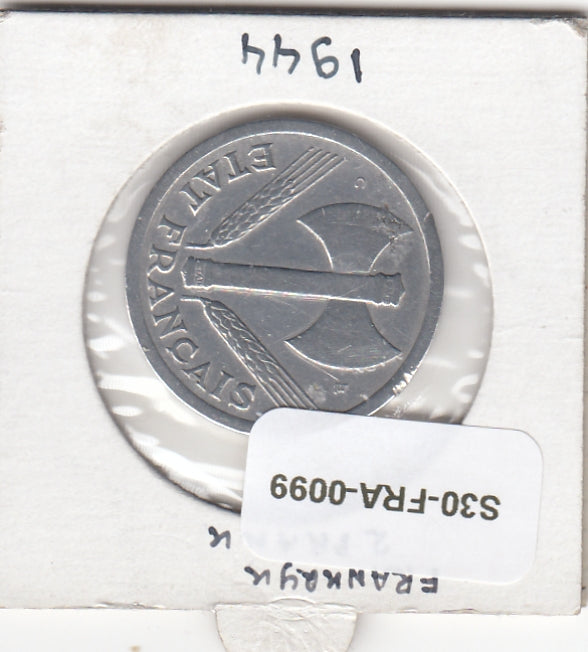 S30-FRA-0099 Frankrijk 2 Francs AU 1944 KM886a C