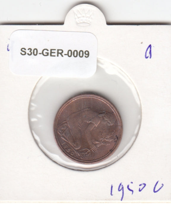 Germany 50 Pfennig VF 1950 KM104 G galvano kleuring