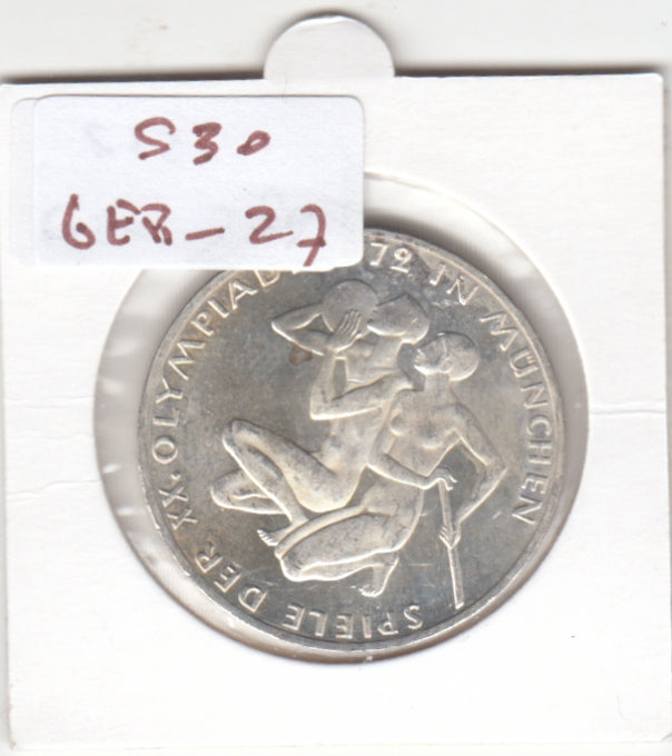 S30-GER-0027 Germany 10 Mark UNC 1972 KM132 J Olympic Games in Munich