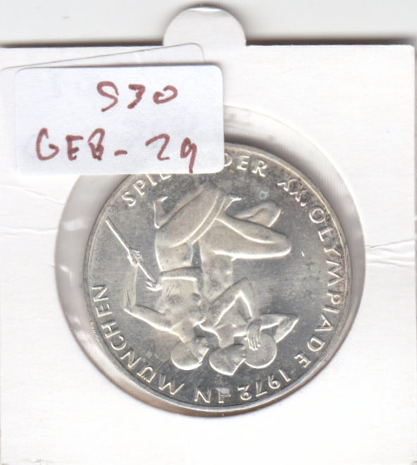 S30-GER-0029 Germany 10 Mark UNC 1972 KM132 G Olympic Games in Munich