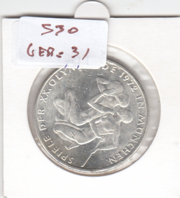 S30-GER-0031 Germany 10 Mark UNC 1972 KM132 F Olympic Games in Munich