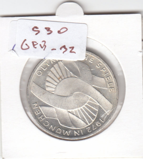 S30-GER-0032 Germany 10 Mark UNC 1972 KM131 J Olympic Games in Munich