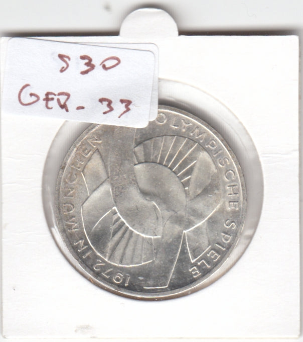 S30-GER-0033 Germany 10 Mark UNC 1972 KM131 G Olympic Games in Munich