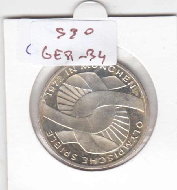 S30-GER-0034 Germany 10 Mark UNC 1972 KM131 F Olympic Games in Munich