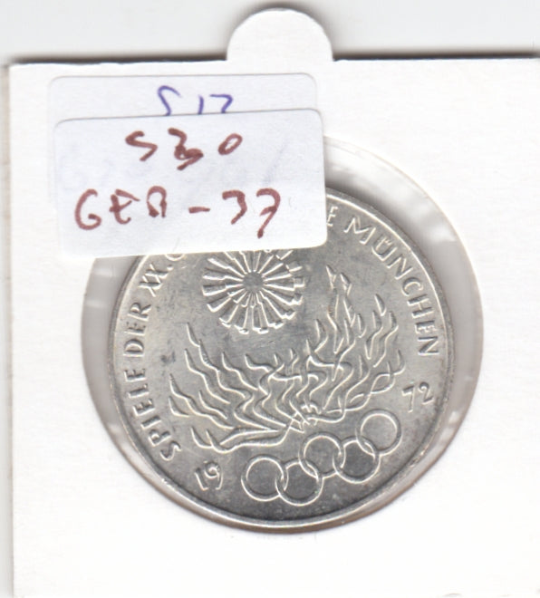 S30-GER-0037 Germany 10 Mark UNC 1972 KM135 G Olympic Games in Munich