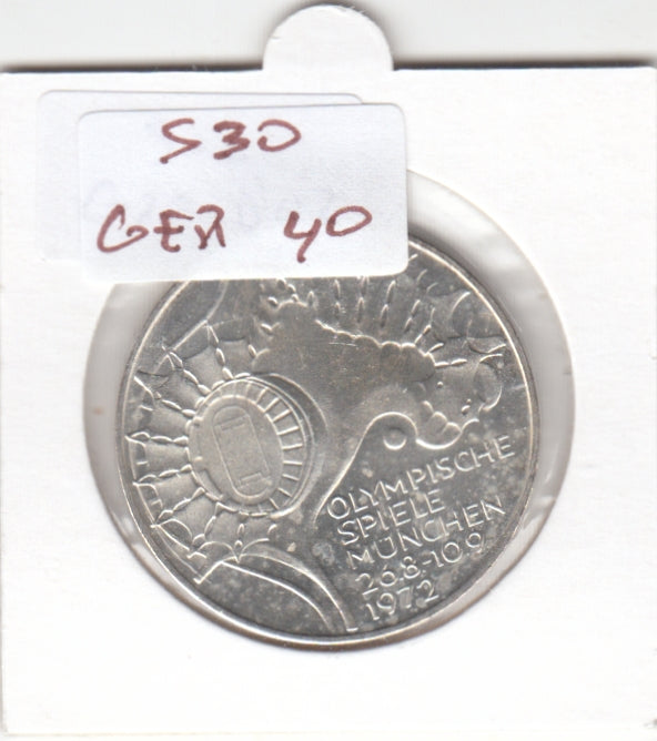 S30-GER-0040 Germany 10 Mark UNC 1972 KM133 F Olympic Games in Munich