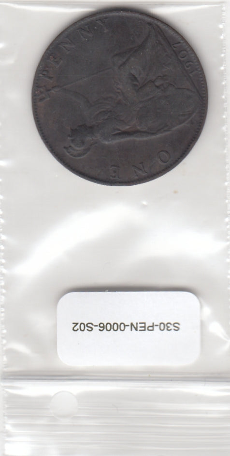 S30-PEN-0006-S02 United Kingdom 1 Penny VF 1907 KM794