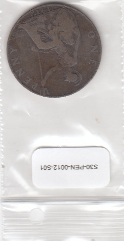 S30-PEN-0012-S01 United Kingdom 1 Penny VF 1912 KM810 H