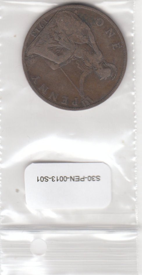 S30-PEN-0013-S01 United Kingdom 1 Penny FI/VF 1913 KM810