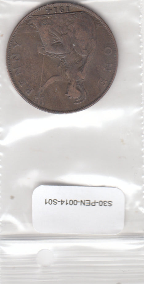 S30-PEN-0014-S01 United Kingdom 1 Penny FI/VF 1914 KM810