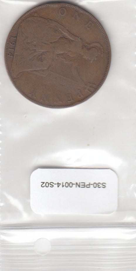 S30-PEN-0014-S02 United Kingdom 1 Penny FI/VF 1914 KM810