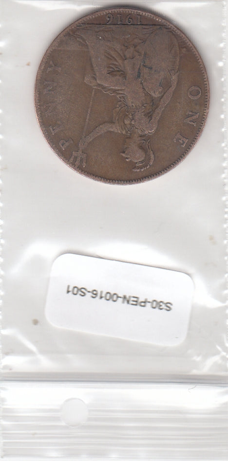 S30-PEN-0016-S01 United Kingdom 1 Penny FI/VF 1916 KM810
