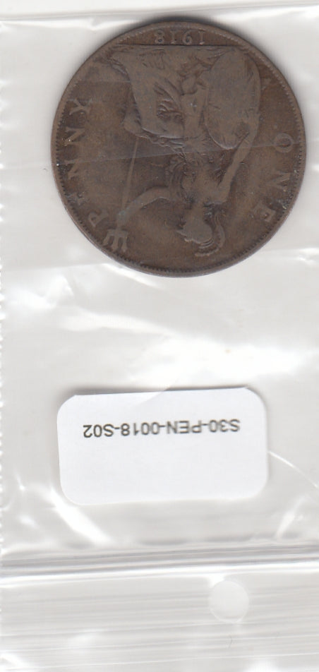 S30-PEN-0018-S02 Verenigd Koninkrijk 1 Penny FI/VF 1918 KM810