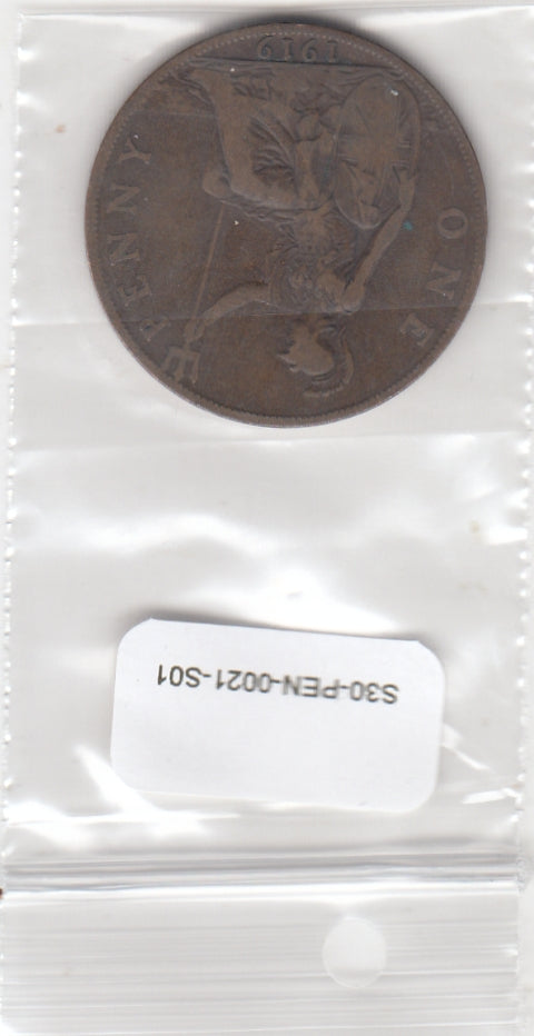 S30-PEN-0021-S01 Verenigd Koninkrijk 1 Penny FI/VF 1919 KM810