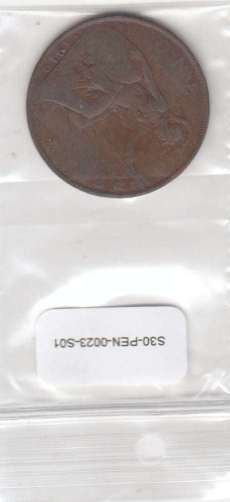 S30-PEN-0023-S01 United Kingdom 1 Penny VF 1919 KM810 KN rare!!