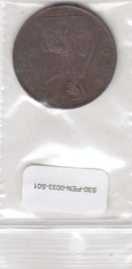 S30-PEN-0033-S01 Verenigd Koninkrijk 1 Penny FI/VF 1928 KM838