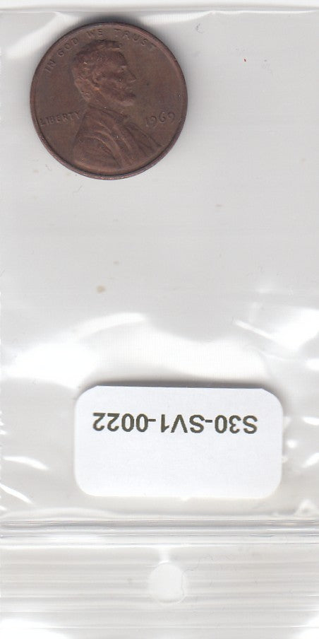 S30-SV1-0022 USA 1 Cent VF 1969 KM201