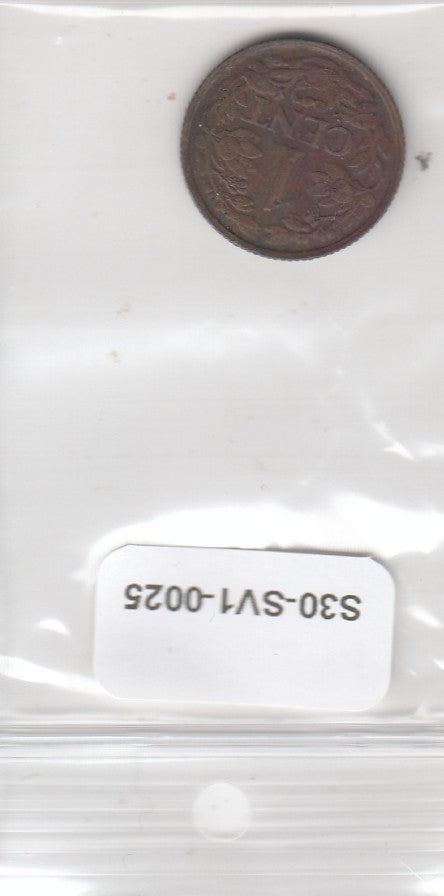 S30-SV1-0025 Curacao 1 Cent VF 1917 KM152