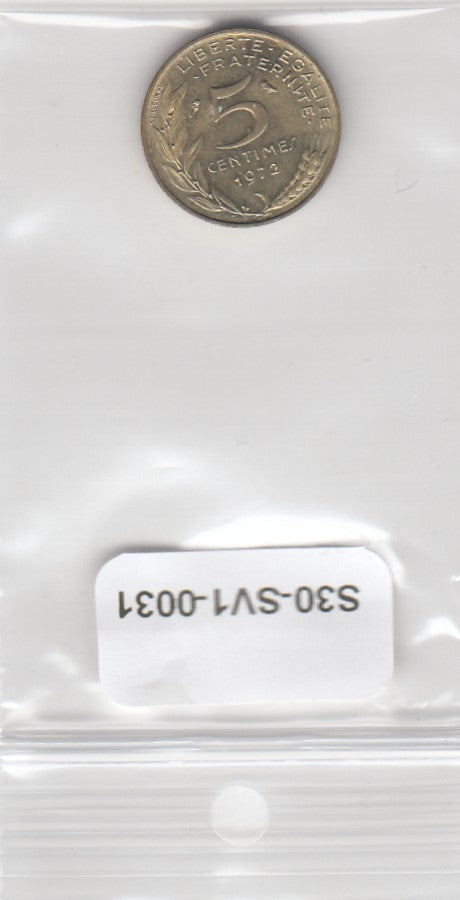 S30-SV1-0031 France 5 Centimes VF 1972 KM933