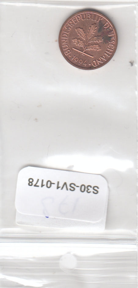 S30-SV1-0178 Duitsland 1 Pfennig XF 1994 KM105 F
