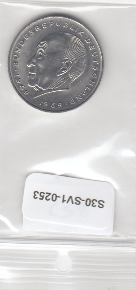 S30-SV1-0253 Duitsland 2 Mark UNC 1969 KM124 K Adenauer
