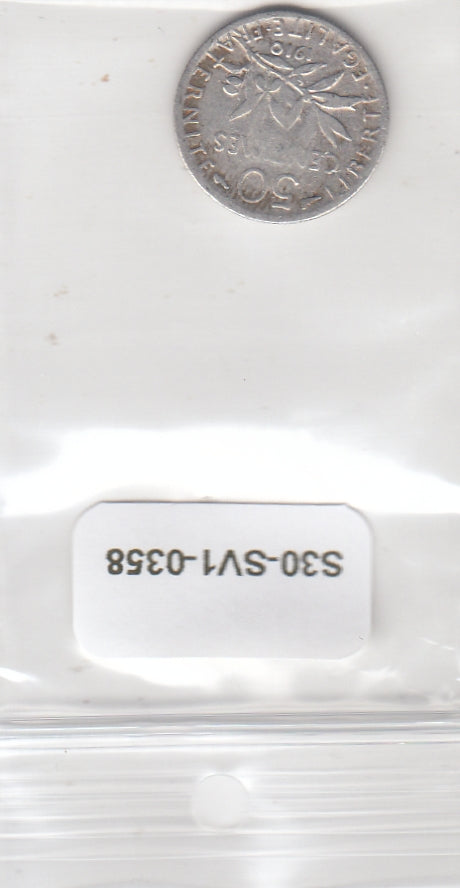 S30-SV1-0358 Frankrijk 50 Centiem FI 1910 KM854 Zilver