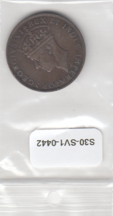 S30-SV1-0442 East Africa 1 Shilling VF 1937 KM28   Zilver