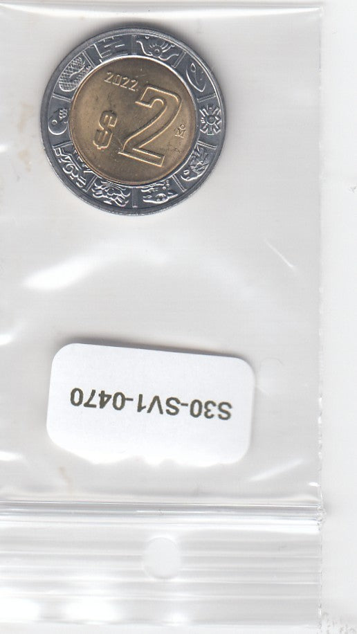 S30-SV1-0470 Mexico 2 Peso UNC 2022 KM604