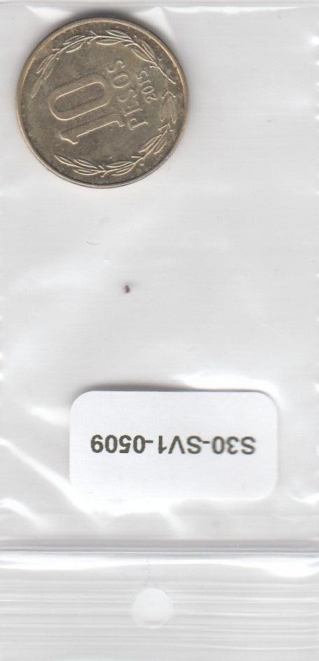 S30-SV1-0509 Chile 10 Pesos AU 2015 KM228   Dutch Mint