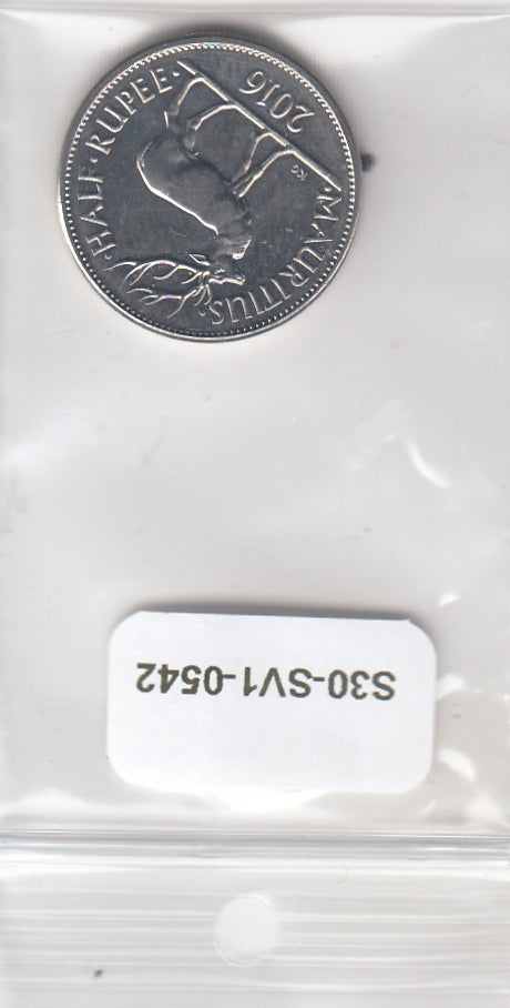 S30-SV1-0542 Mauritius 1/2 Rupee UNC 2016 KM54