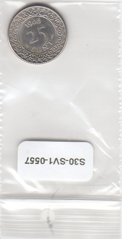 S30-SV1-0557 Suriname 25 Cent XF 1966 KM14