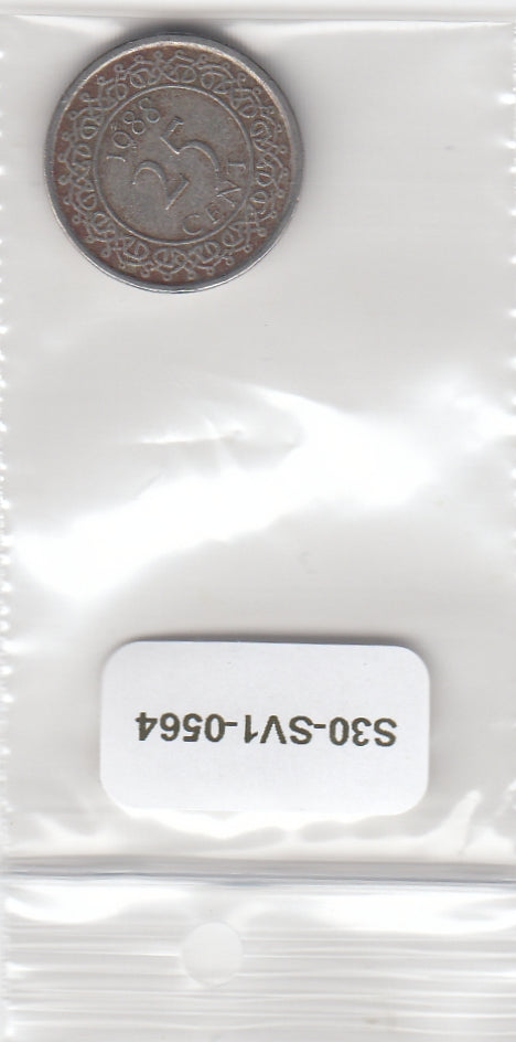 S30-SV1-0564 Suriname 25 Cent Zeer Fraai 1988 KM14
