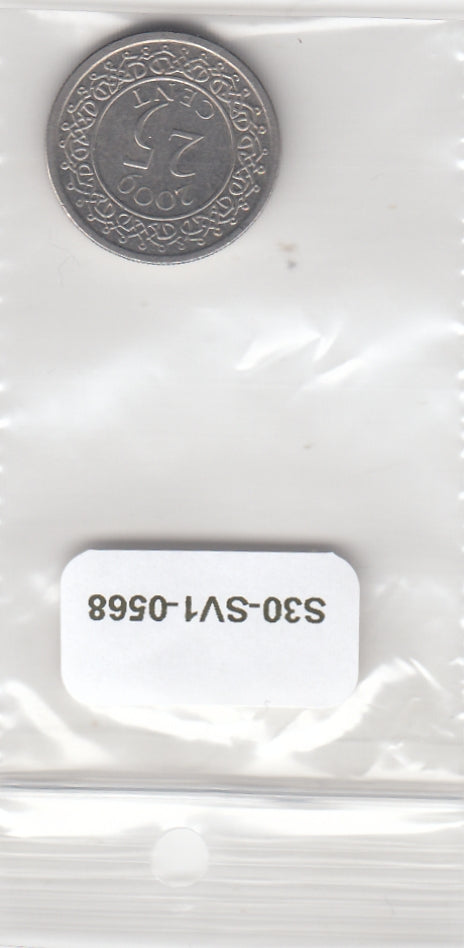 S30-SV1-0568 Suriname 25 Cent Zeer Fraai 2009 KM14   Geen Muntstempel