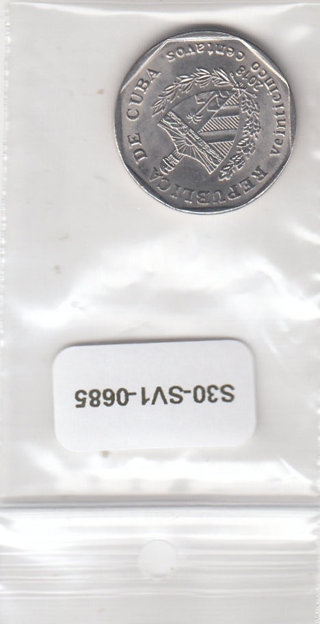 S30-SV1-0685 Cuba 25 Centavos AU 2018 KM577