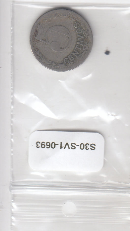S30-SV1-0693 Colombia 5 Lazareto FI 1921 KM#L11   Leper Colony Money
