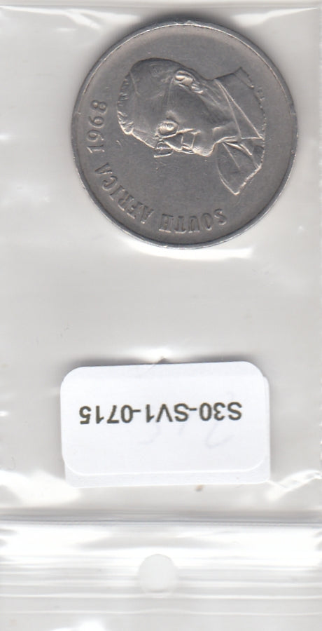 S30-SV1-0715 South Africa 50 Cents VF 1968 KM79.1   South