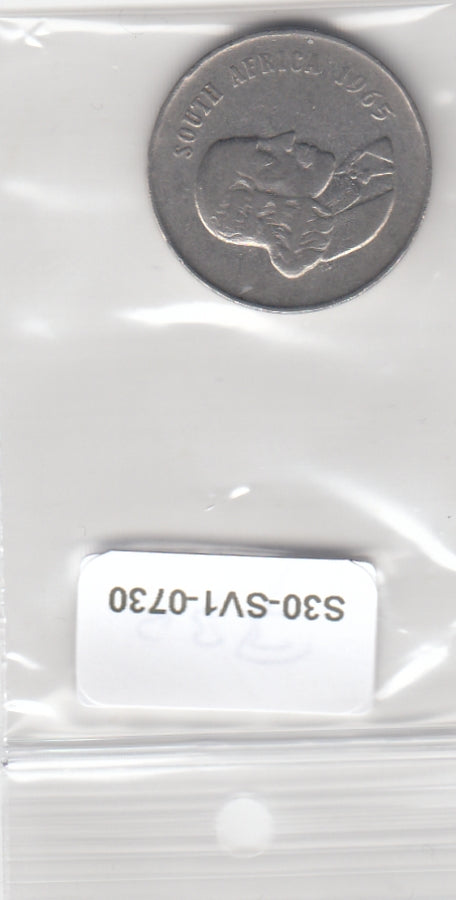 S30-SV1-0730 South Africa 20 Cents VF 1965 KM69.1   South-Suid
