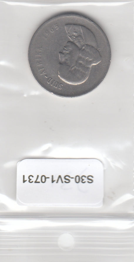 S30-SV1-0731 South Africa 20 Cents XF 1965 KM69.2   Suid-South