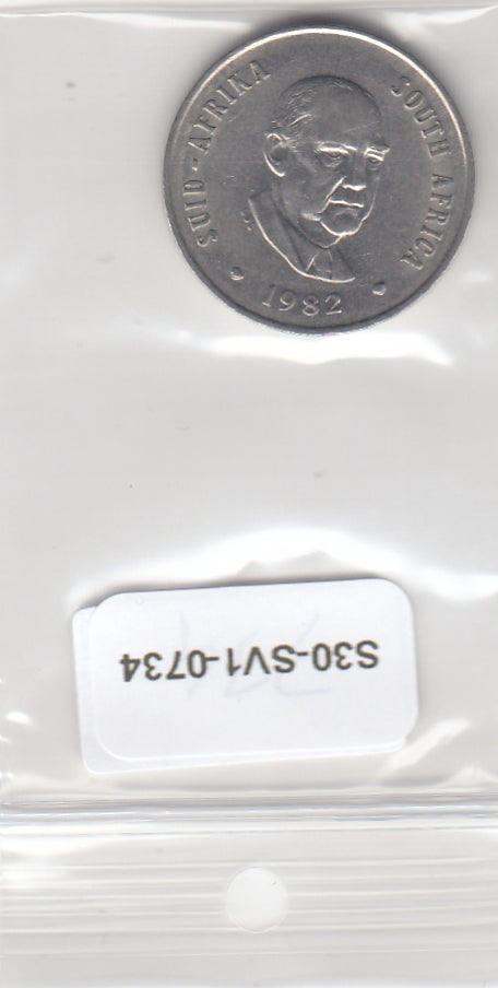 S30-SV1-0734 South Africa 20 Cents AU 1982 KM113   Balthazar J. Vorster