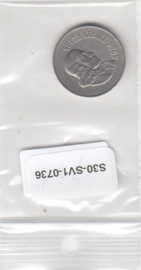S30-SV1-0736 South Africa 10 Cents VF 1965 KM68.1   South-Suid